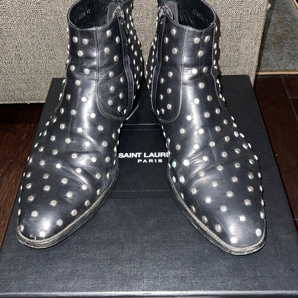 Saint Laurent Wyatt 40 Studded Demi Boot